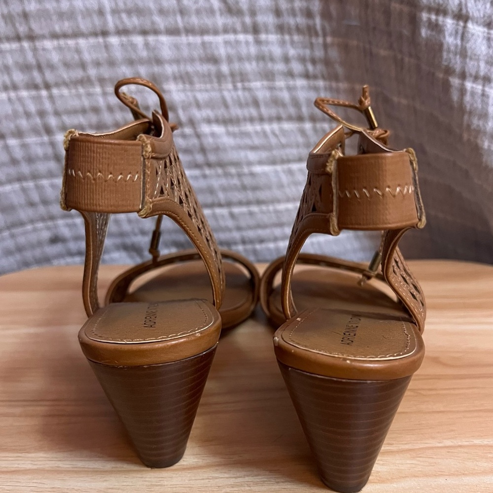 Adrienne Vittadini Tan Lattice Heeled Sandals - Picture 4 of 8